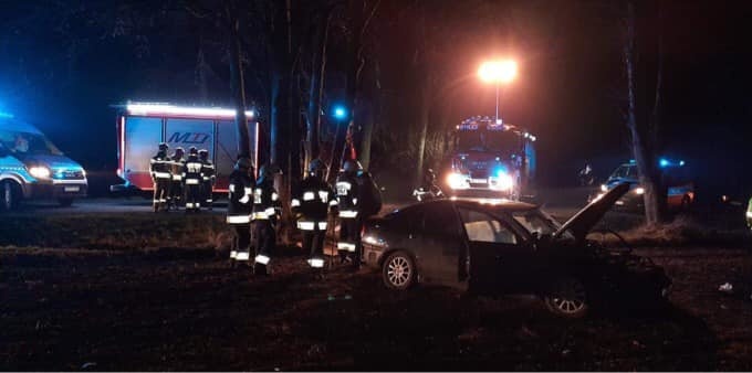 Samochód uderzył w drzewo. Dwie osoby w szpitalu - Grodzisk News